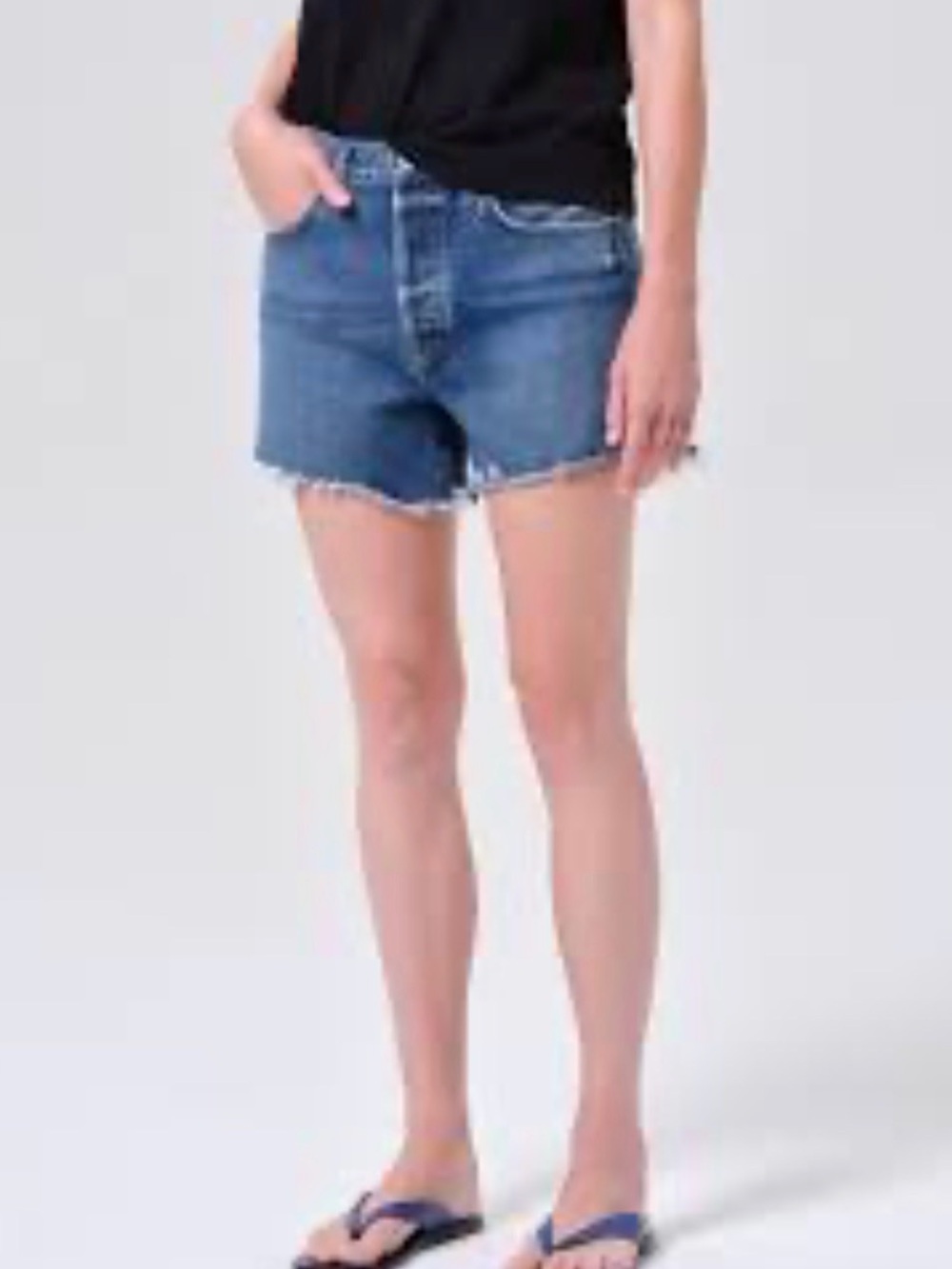 AGOLDE Parker Long Denim Shorts Women’s Size 26 High Rise Button Fly Medium dark